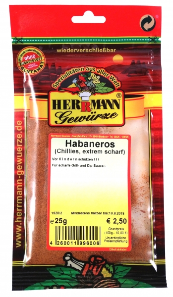 Habanero-Chilis, gemahlen