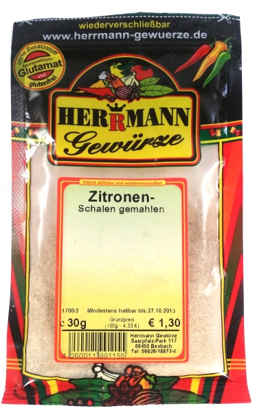 Zitronenschalen gemahlen